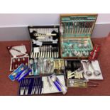 A Collection of Assorted Plated Cutlery, including fish knives and forks, dessert knives and