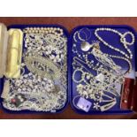 An Assortment of Imitation Pearl Bead Jewellery, to include opera length knotted necklace, large