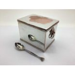 A Georgian Style Plated on Copper Rectangular Tea Caddy, of plain design with gadrooned edge and