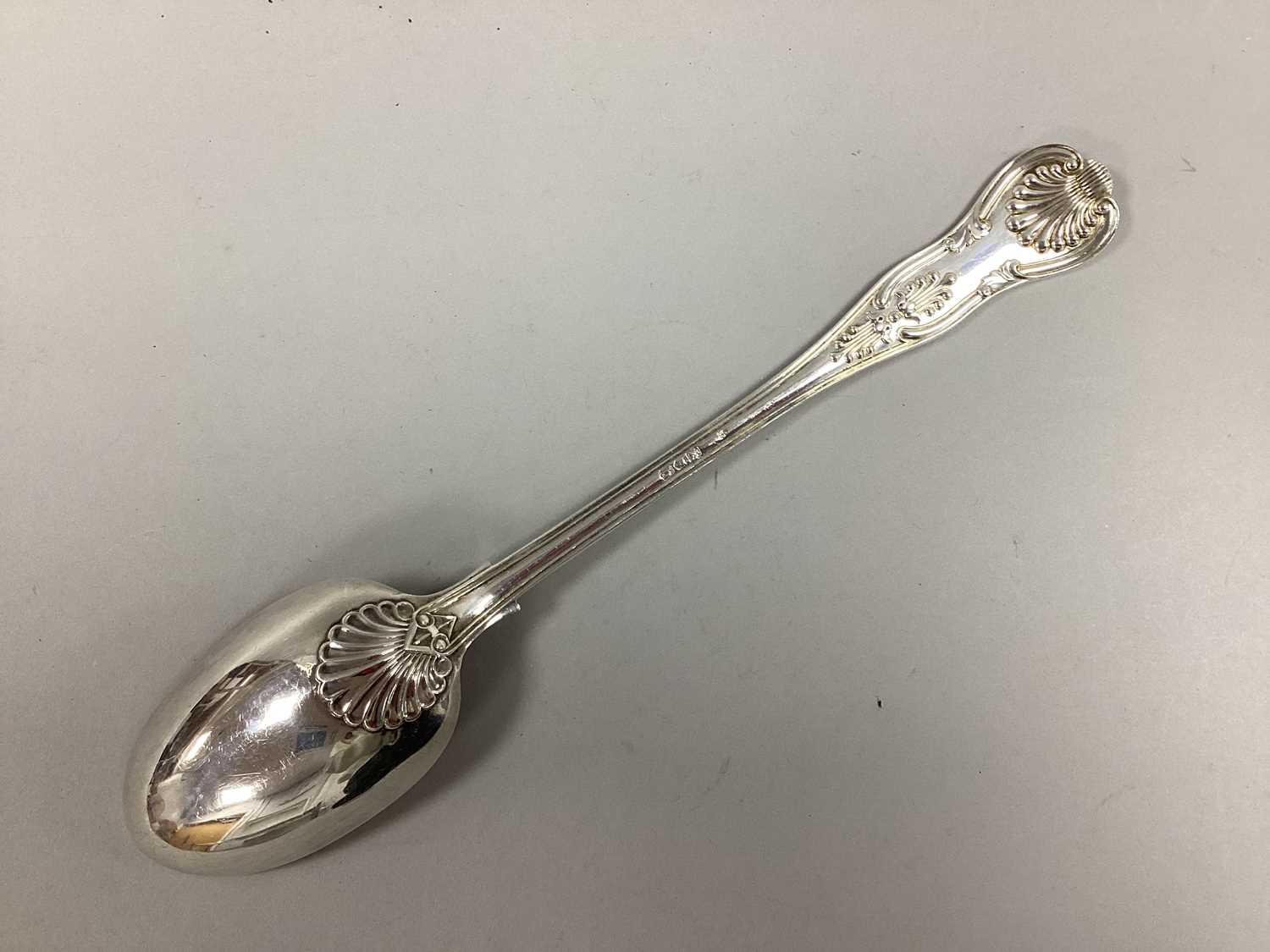 A Victorian Hallmarked Silver Kings Pattern Basting Spoon, FH, London 1897, the handle double - Image 2 of 2