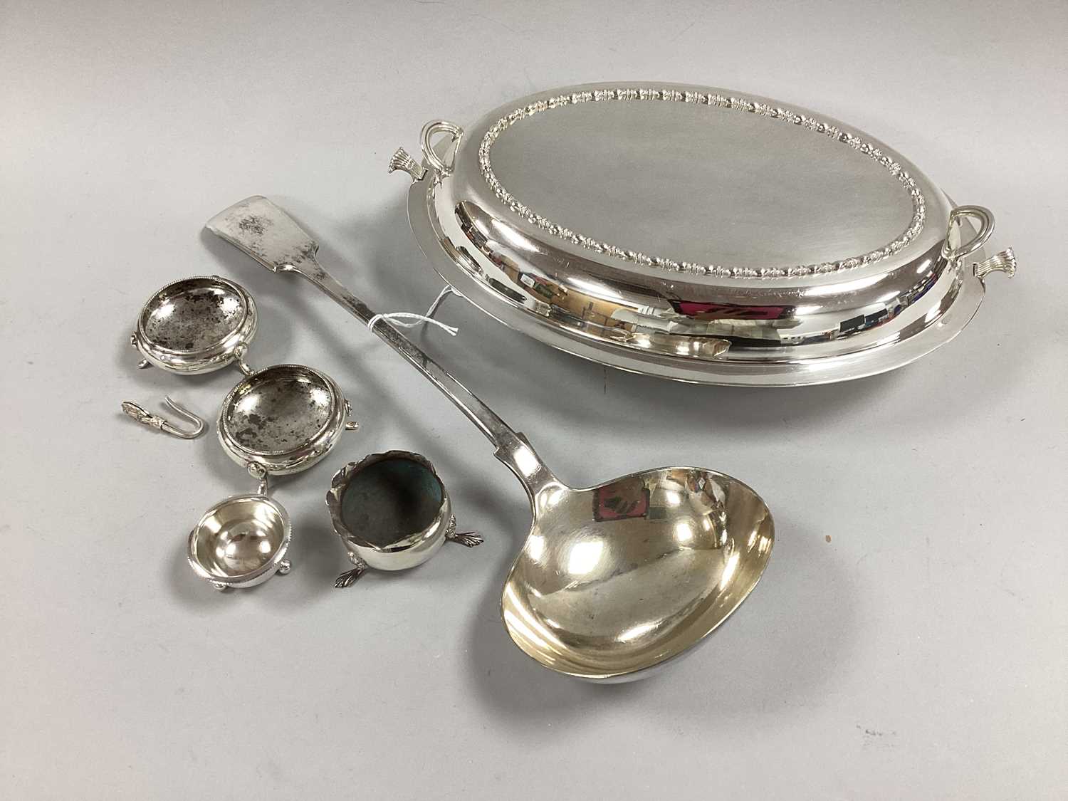 A Pair of Hallmarked Silver Salts, together with two further smaller hallmarked silver salts, a