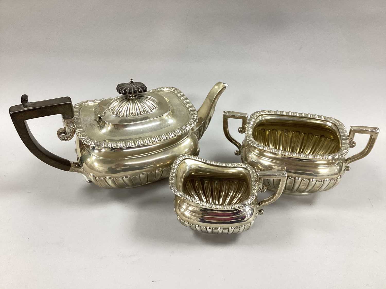 A Matched Chester Hallmarked Silver Three Piece Tea Set, WA, Chester 1901, (sugar bowl different