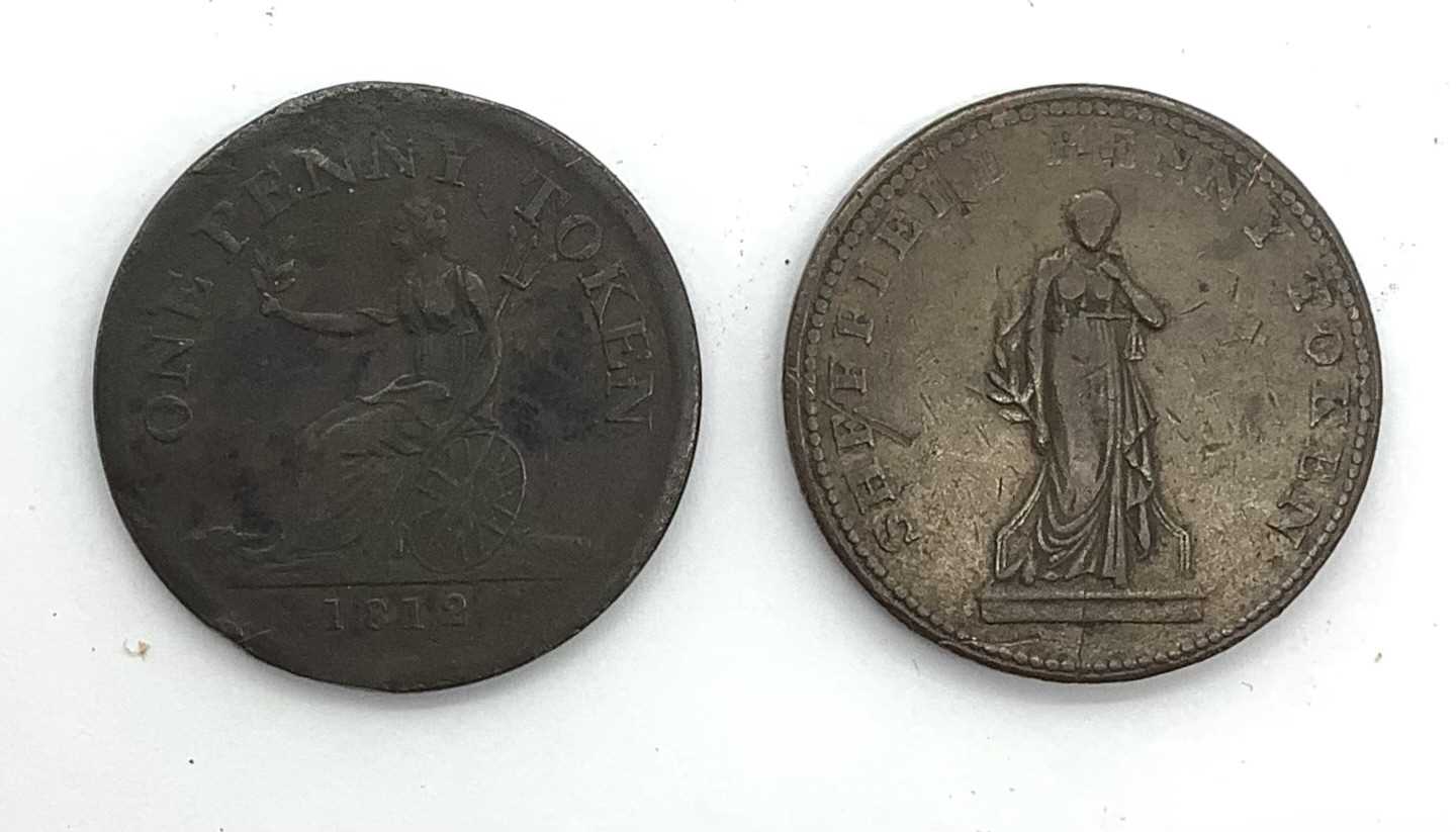 Coins - 1812 One Penny Token For Public Accommodation Sheffield; 1813 Sheffield Penny Token - Image 3 of 3