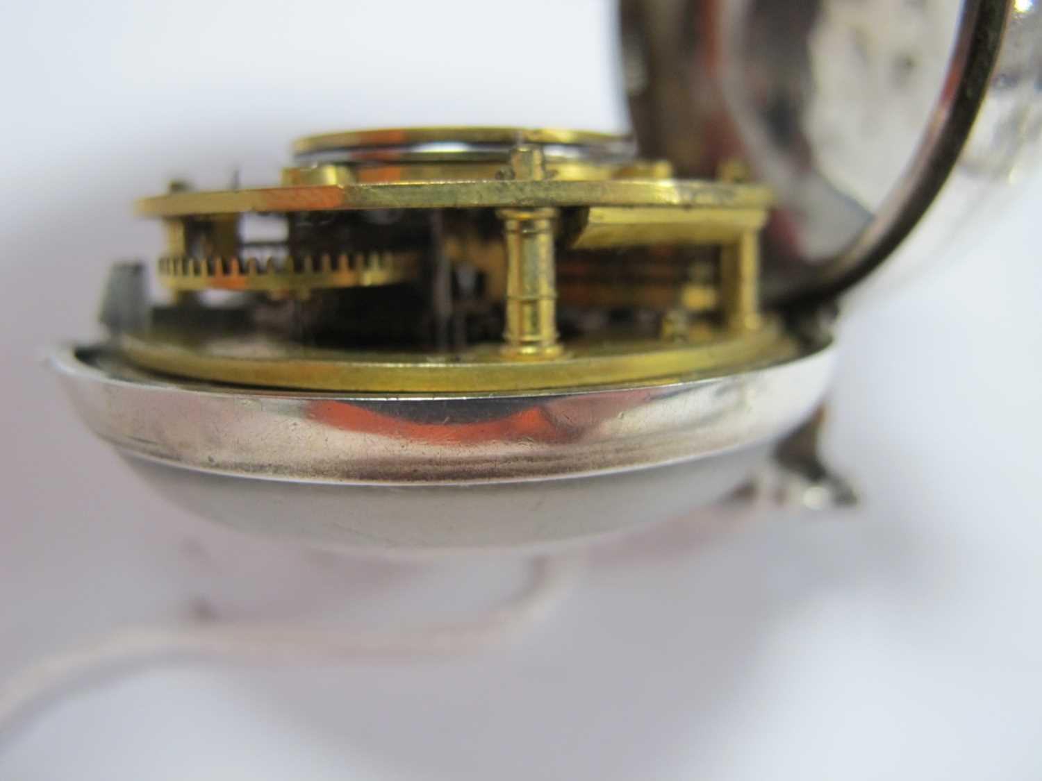 A Georgian Hallmarked Silver Cased Pair Case Pocket Watch, the white dial with black Roman numerals, - Image 5 of 5