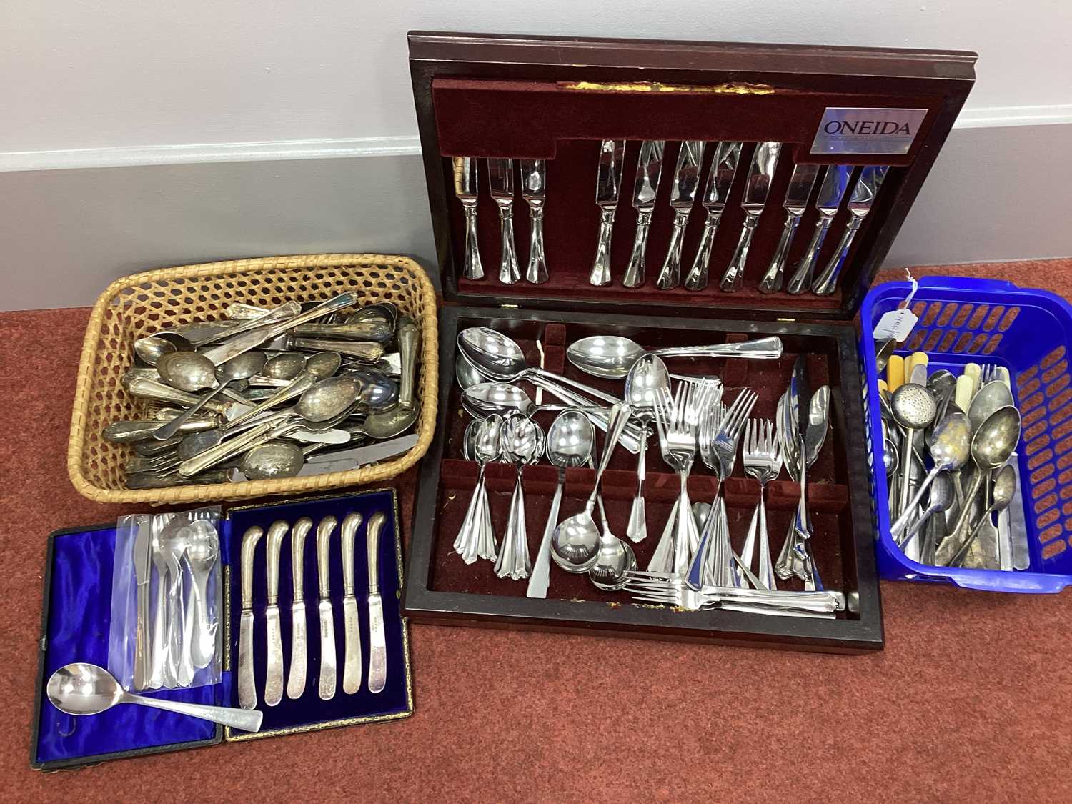 Assorted Cutlery, including Oneida part canteen in fitted canteen case, British Airways stainless