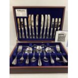 Amefa; A Fourty Four Piece Stainless Steel Cutlery Set, of beaded design, comprising six table