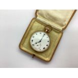 A 9ct Gold Openface Pocketwatch, The unsigned white dial with Roman numerals and seconds subsidary