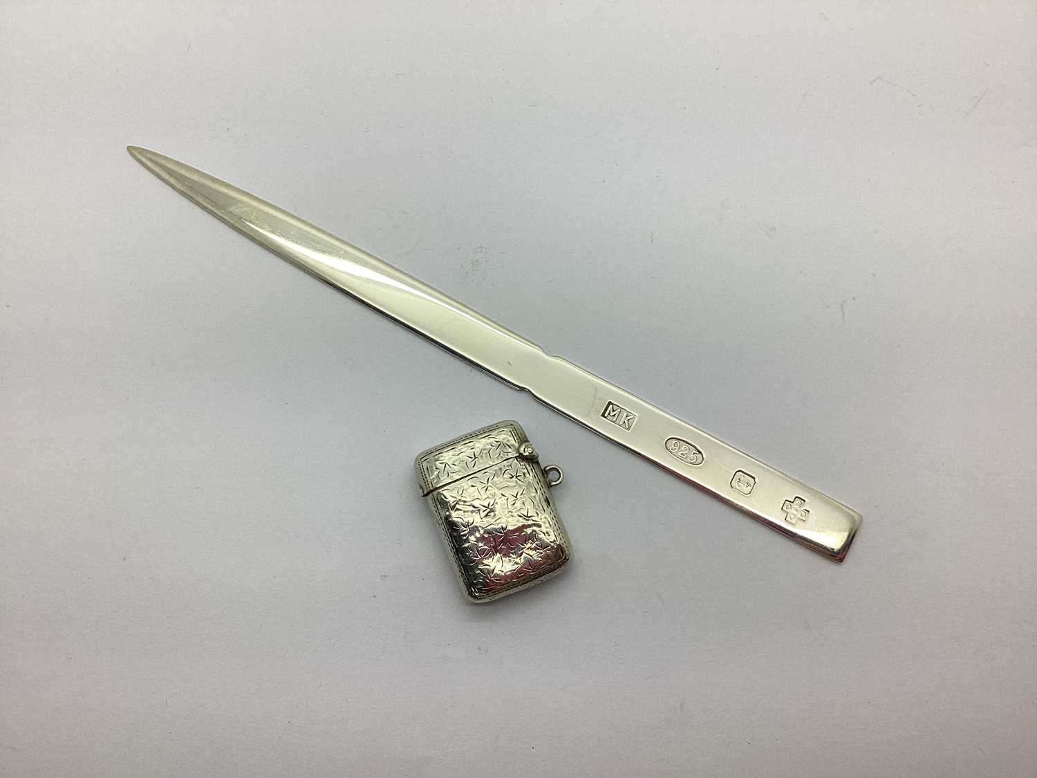 A Modern Hallmarked Silver Letter Opener, bearing feature hallmarks, 20.4cm; together with a