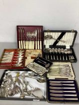 Hallmarked Silver and Other Teaspoons, hallmarked silver baby's pusher and spoon in fitted case,