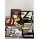 Hallmarked Silver and Other Teaspoons, hallmarked silver baby's pusher and spoon in fitted case,