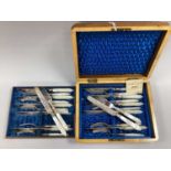 A Decorative Set of c.Early XX Century Mother of Pearl Handled Plated Dessert Knives and Forks,