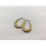 A Pair of 9ct Gold Hoop Earrings, of draping twist design, alternatley textured (2.2grams).