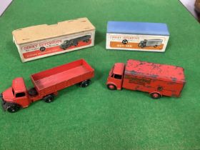 Two Original Dinky Toys No. 514 Guy Van 'Slumberland', playworn in box lid only and No. 521