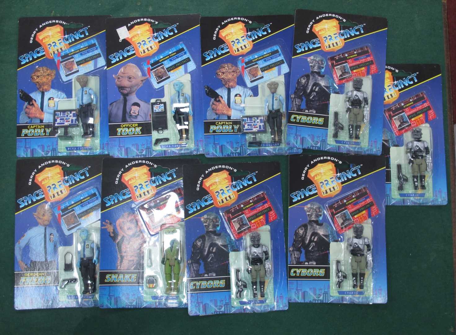 Nine Gerry Anderson's Space Precinct Plastic Action Figures by Vivid Imaginations to include Cyborg,