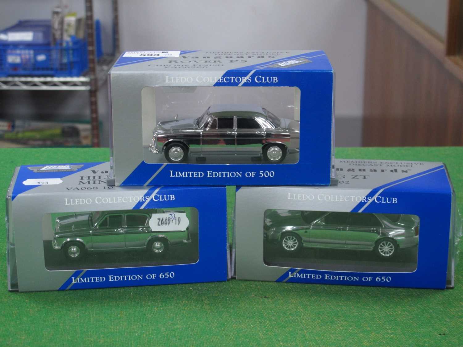 Three Lledo Vanguards Collectors Club 1:43rd Scale Diecast 'Chrome' Edition Model Vehicles