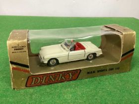 Dinky Toys No. 113 MGB Sports Car, white, very good plus, in gold export box.