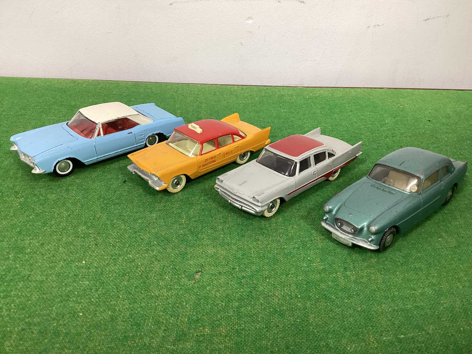 Four 1960's Diecast Cars, a Spot-On Bristol 406/Dinky 192 Desoto Fireelite Hong Kong Dinky 57/001