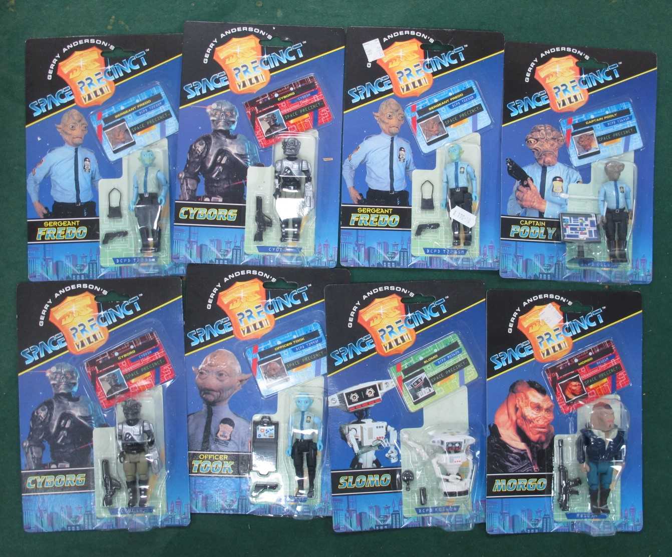 Eight Gerry Anderson's Space Precinct Plastic Action Figures by Vivid Imaginations to include