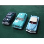 Three Mid XX Century Large Scale Plastic Cars, by Mettoy and others, sometimes repainted.