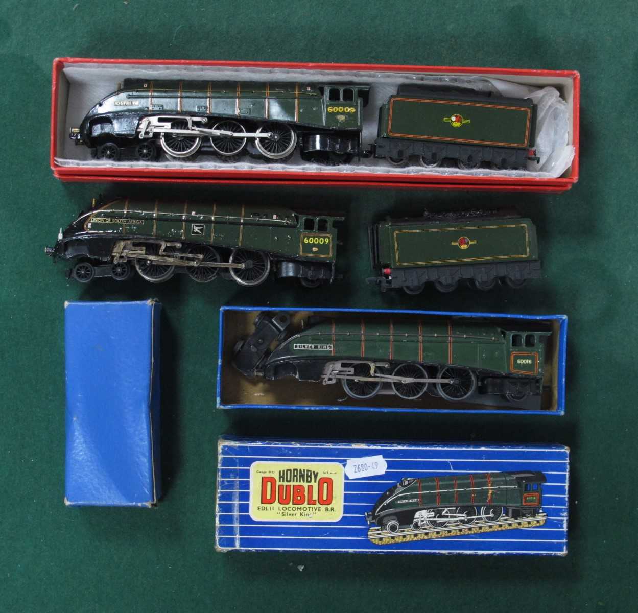 Two Hornby Dublo OO Gauge/4mm unboxed untested class A4 4-6-2 Ref L1 steam tender Locomotives.