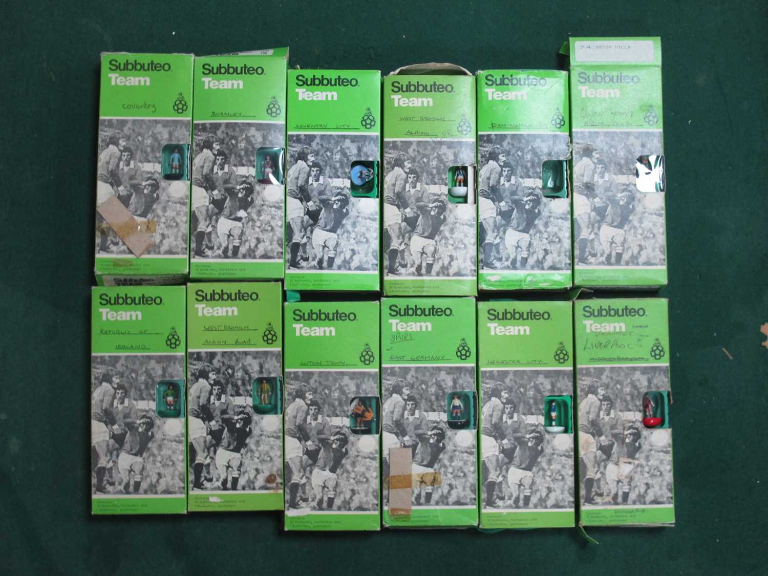 Twelve Boxed Subbuteo Teams to include Republic of Ireland, Liverpool, Burnley, Coventry, all with