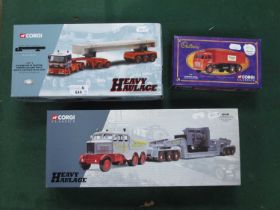 Three Corgi diecast model commercial vehicles to include 1:50th scale Heavy Haulage #17602 Sunter