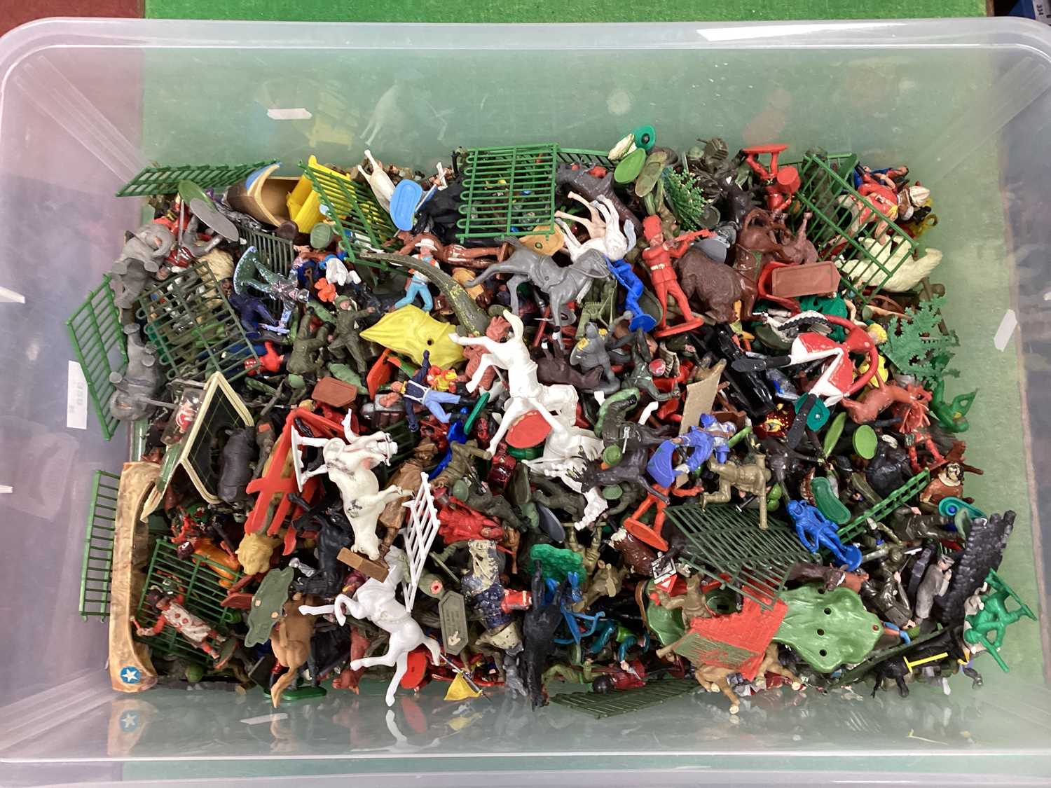 A Collection Of Predominantly Plastic Toy Solders, Cowboys, Indians, Farm and Zoo Animals by