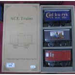 An 'O' Gauge/7mm Ace Trains Set 10, three vintage style 'Private Owners Van Set', excellent, boxed