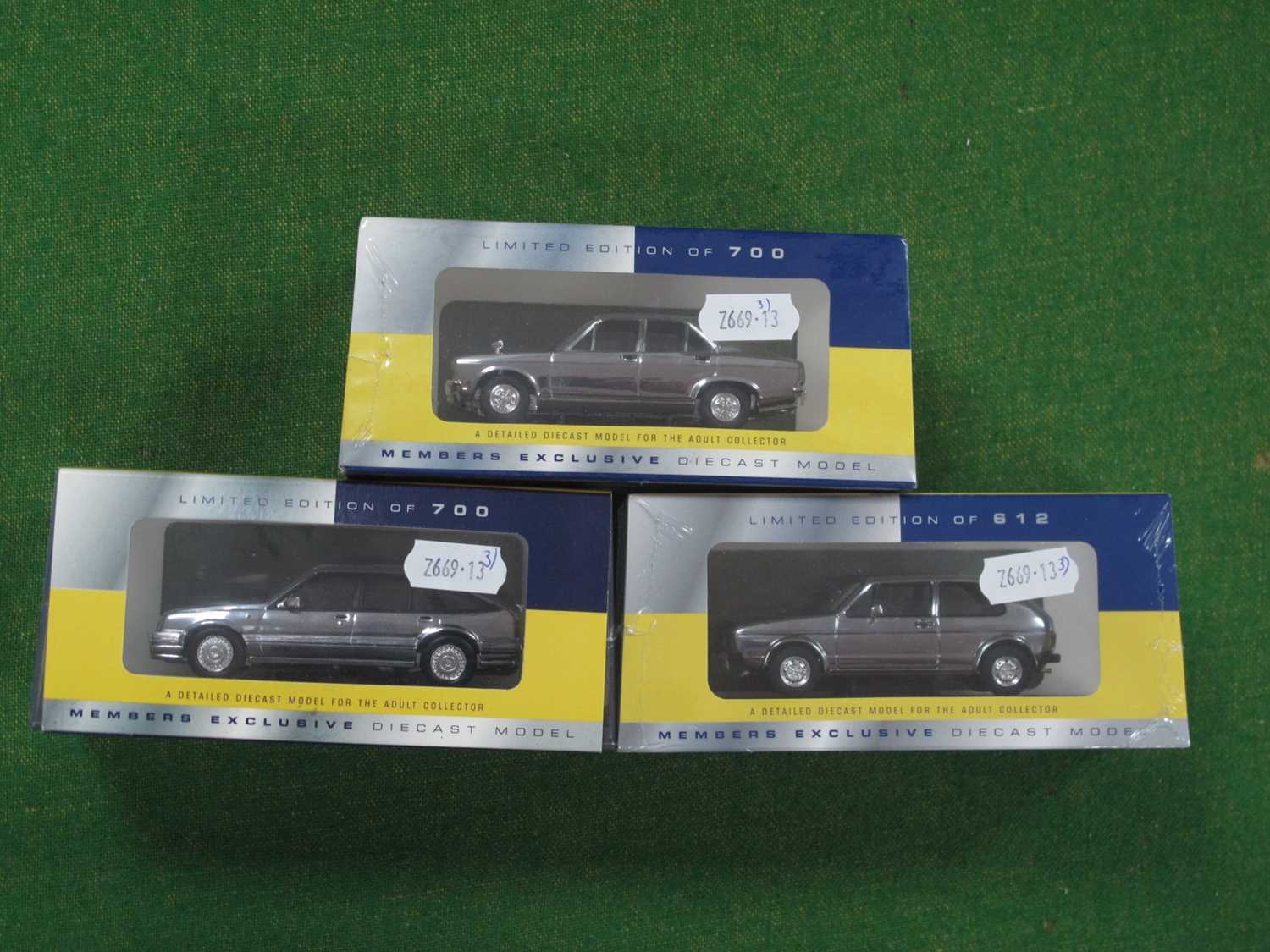 Three Vanguards Collectors Club 1:43rd Scale Diecast 'Chrome' Edition Model Vehicles comprising