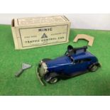 A Post War Tinplate Minic No. 29m 'Traffic Control Car', with original crew and horn, very good,