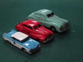 Three Mid XX Century Clockwork Toy Cars, a Schuco Micro Racer104S Ford/a Gama 100 Saloon and a JNF