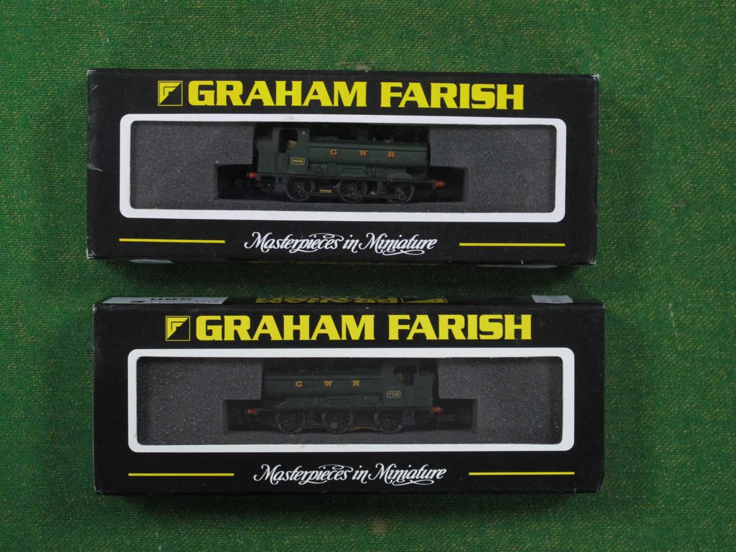 Two Graham Farish 'N' Gauge Cased G.W.R 0-6-0 Tank Steam Locomotives, a Ref No. 371.905, R/No.