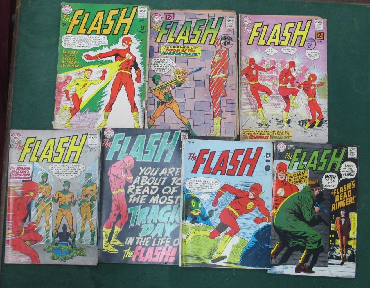 Seven The Flash Comics by DC, TP, to include DC editions #126, #132, #135, #136, #183, #184, (some