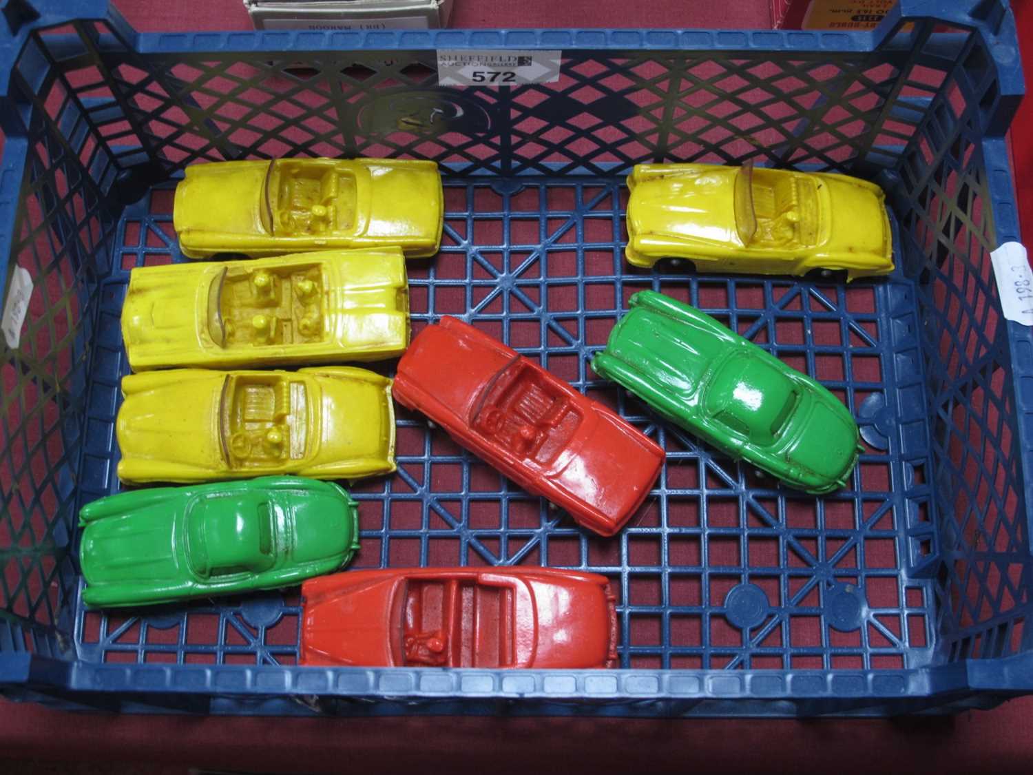 Eight Tomte-Lardal (Norway) moulded plastic/rubber vehicles, assorted colours.