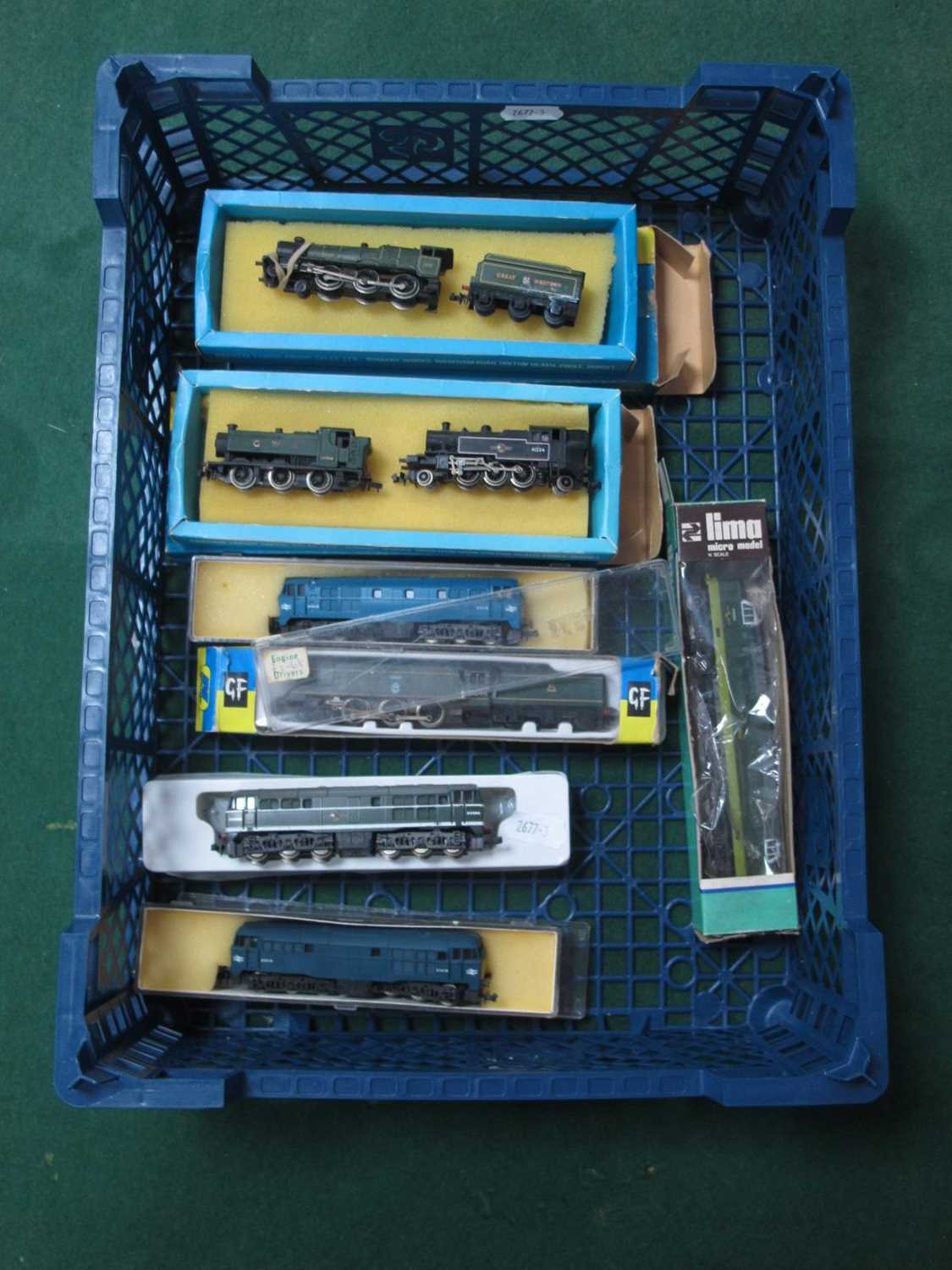 Eight 'N' Gauge Locomotives by Graham Farish, Lima, Trix to include Lima Class 55 Deltic, R/No.