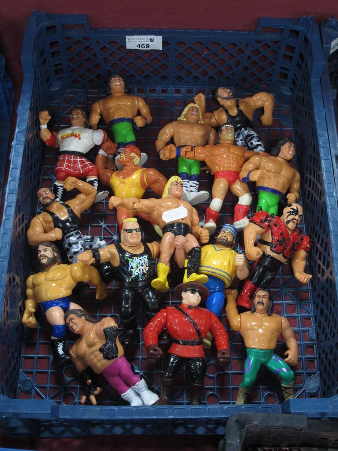 Sixteen WWF Hasbro 1990 Wrestling Figures, playworn.