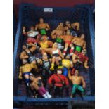 Sixteen WWF Hasbro 1990 Wrestling Figures, playworn.