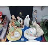 Two Italian Figure Groups, butchers, money box, children's ceramics:- One Tray, Worcester 'Holly