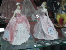 Coalport Neil Welch Figurines - 'Sweet Charity' 22.5cm high, and 'Diamonds and Roses'. (2). No