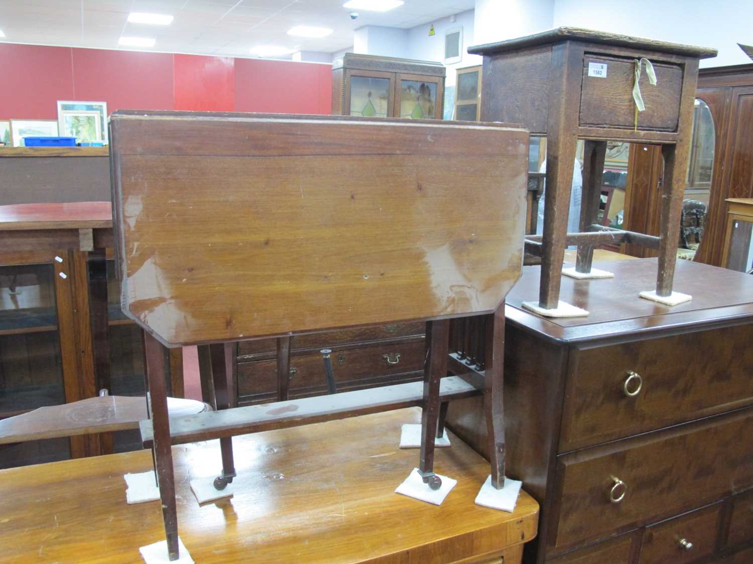 Early XX Century Mahogany Sutherland Table, with drop leaves, together with a XIX Century small