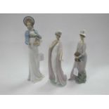 Lladro - Breathless Lady Figurine 6403, 29.5cm high, Lady admiring puppy (minor finger chip) and '