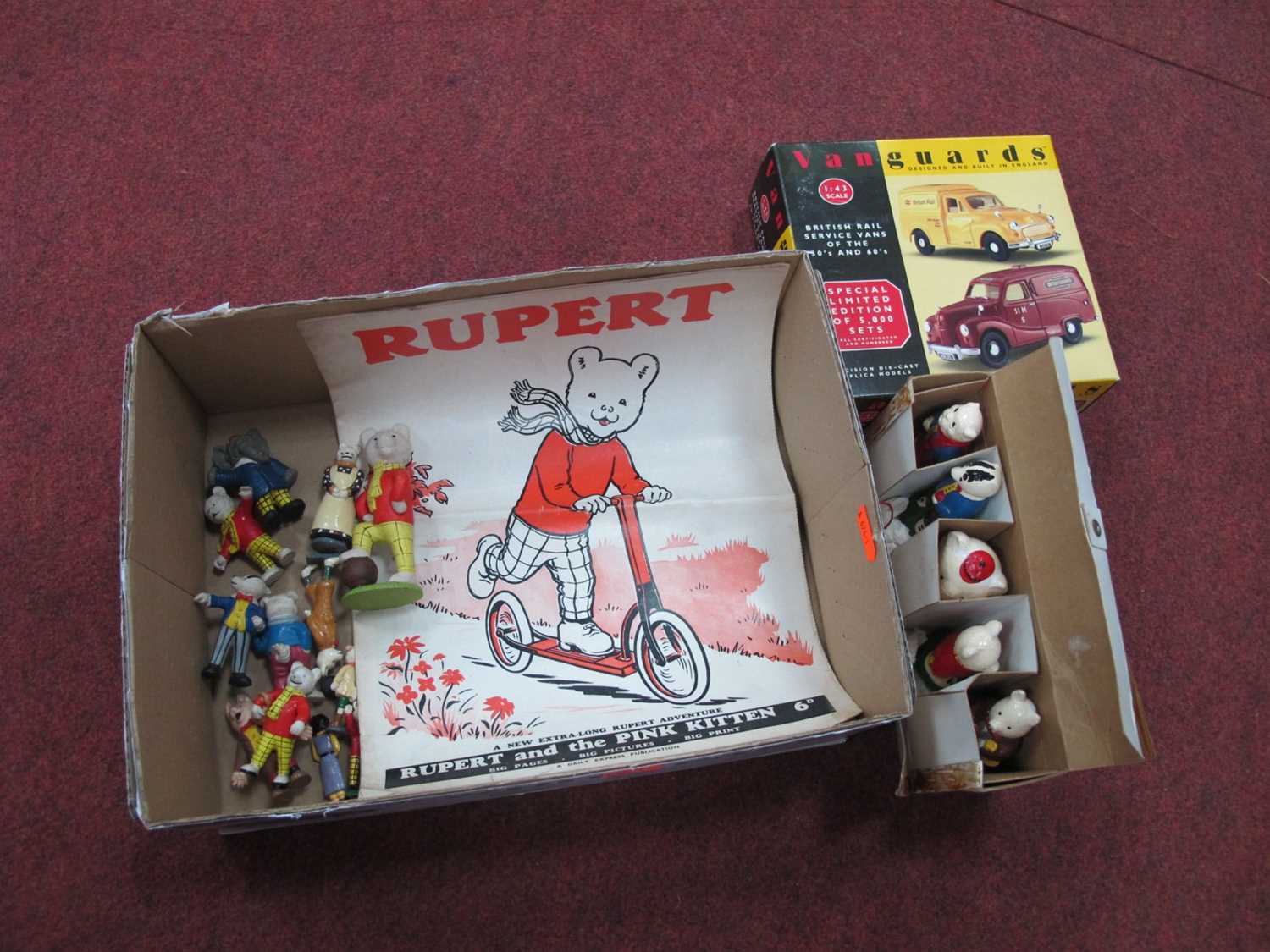 A Collection of Rupert The Bear and Friends Model Figures, metal characters noted, together with a