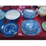 Copeland Spode "Italian" Blue-White Teapot, Doulton Burslem "Willow" blue-white bowl, etc:- One