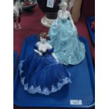 Coalport Figurines - 'Royal Premier' 22.5cm high and 'Masked Ball'. (2). no mask with figure in this