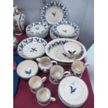 Emma Bridgewater Blue Cockerel and Hen Table Pottery, of approximately thirty-three pieces One