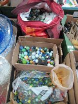 Marbles - Large quantity, the largest 4cm diameter, mainly XX Century glass, varying colours:- One