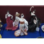 Coalport Figurines - 'Madame Butterfly 23cm high, 'Imogen' and 'Flamenco'. (3).