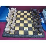 Resin Chess Set The Pieces of Chinese Figures, with board.