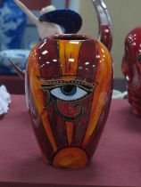 Anita Harris Egyptian 'Eye of Herus' Delta Vase, gold signed, 19cm high.