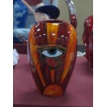 Anita Harris Egyptian 'Eye of Herus' Delta Vase, gold signed, 19cm high.